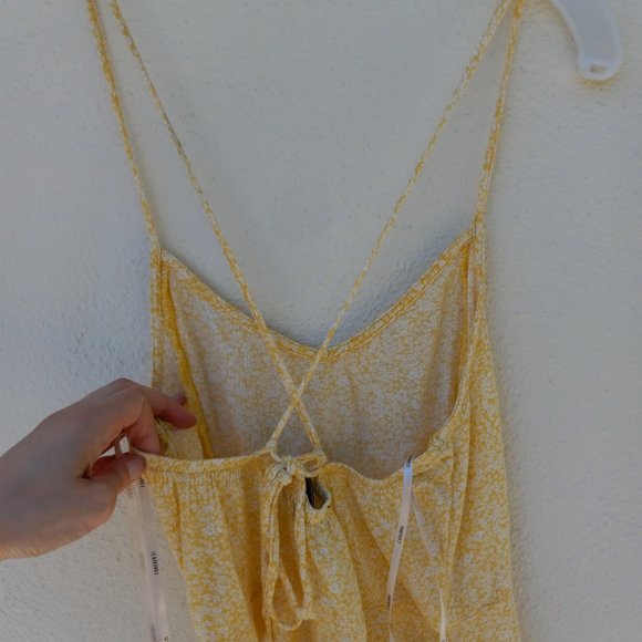 Yellow Ditsy 90s StyleFloral Shorts Romper Size S Festival Summer Beach Vacation - Picture 5 of 15